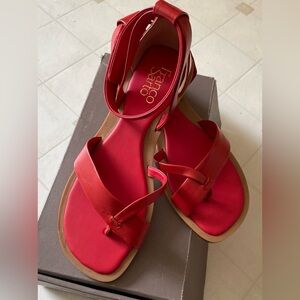 Franco Sarto NIB Parker Women's 7.5 Red Ankle Sandals Holiday Shoes
